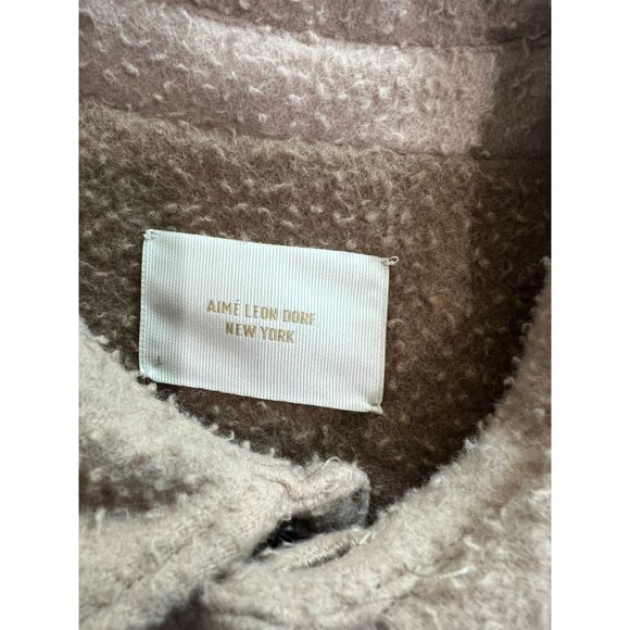 Aime Leon Dore Men's Boiled Wool Overshirt in Tan Combo - Picture 5 of 5